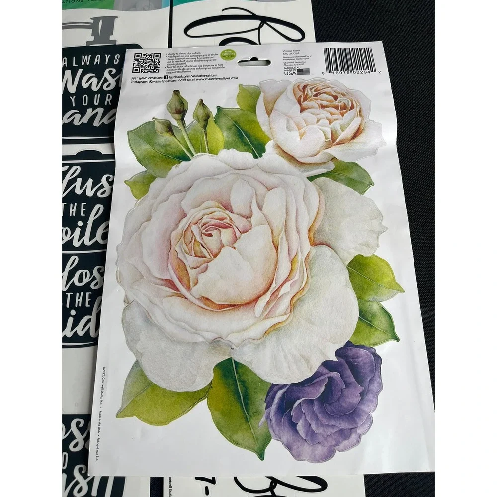 Main Street Wall Creations Jumbo Wall Stickers Eiffel Tower Rose Luke 1:37 4pk